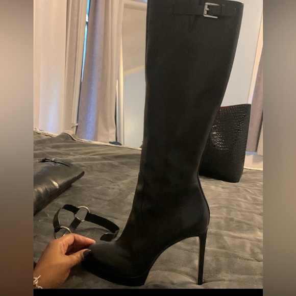 NWOT MICHAEL KORS BLACK PLATFORM STILETTO LEATHER BOOTS - Picture 14 of 17